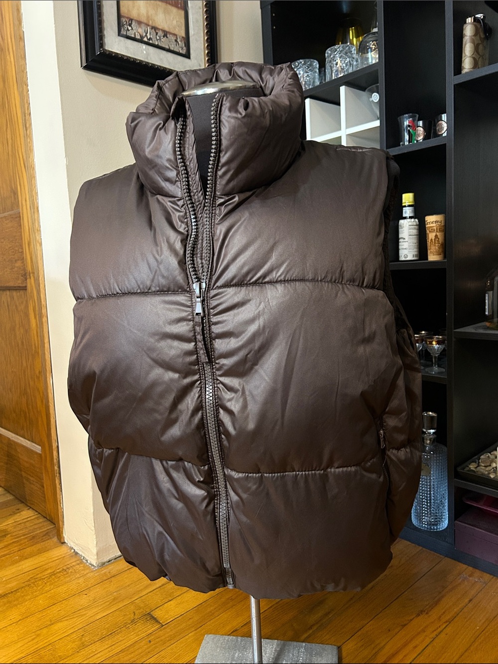 Old Navy Dark Brown Quilted Puffer Vest